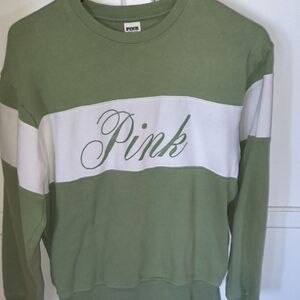PINK Victoria's Secret Olive Green Crewneck Sweatshirt